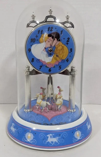 DISNEY CINDERELLA & Prince Charming "Dreams Do Come True" Dome Clock