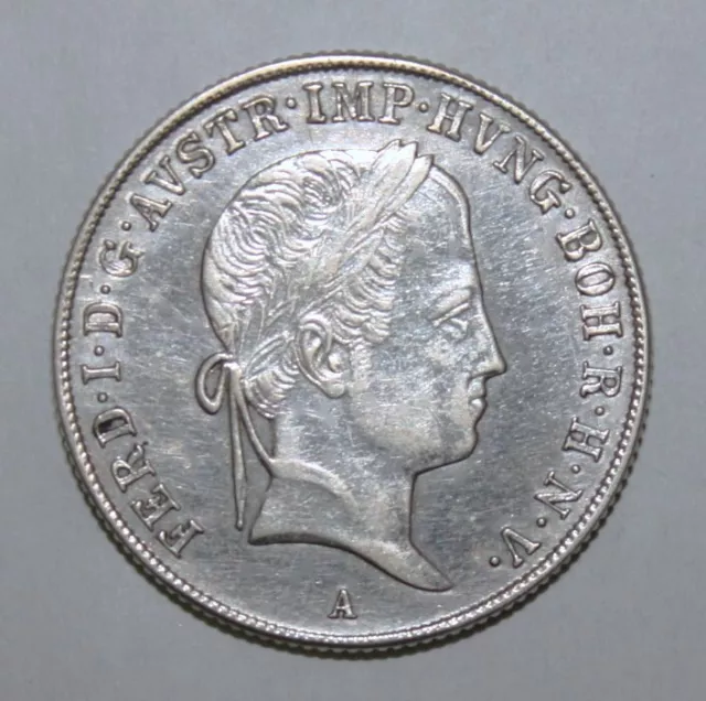 A5 - Austria 20 Kreuzer 1845-A Almost Unc. /  Unc. Silver Coin - Ferdinand I