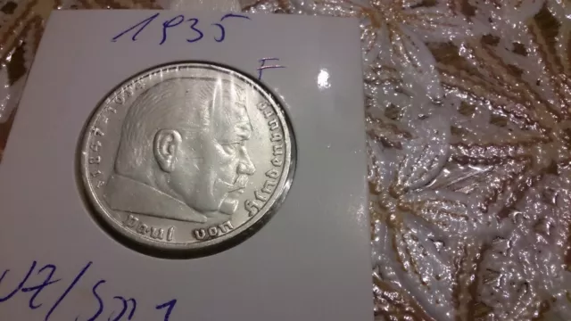 5 Mark silber Hindenburg 1935 F vz/stgl ab 5 auktionen portofrei