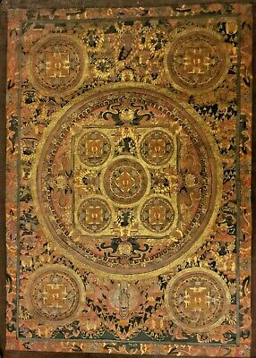 Older large Thangka, Tibet or Nepal, with gold painting, 82 x 59 cm