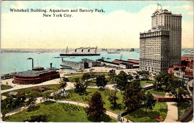 Whitehall Building, Aquarium & Battery Park, NEW YORK CITY, New York Postcard