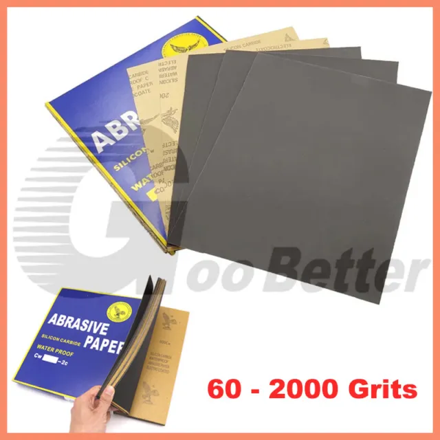 Hojas de papel de lija húmedo y seco impermeable metal madera papel de lija 60 - 2000 granos
