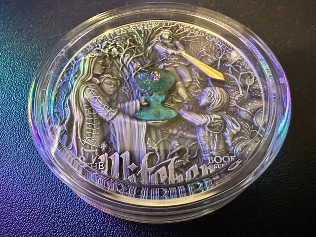 2020 2 Oz Silver $5 Niue SWORD OF DESTINY The Witcher Antique Finish Coin.