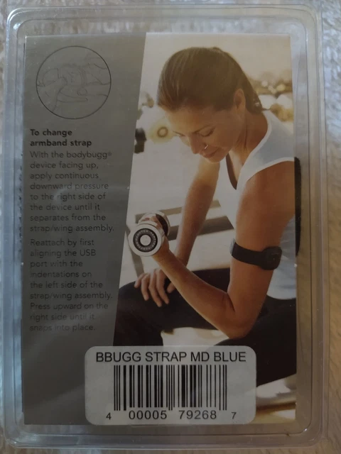 V3 Bodybugg BodyMedia Armband Accent Strap Metallic Blue Medium 12" Brand New 2