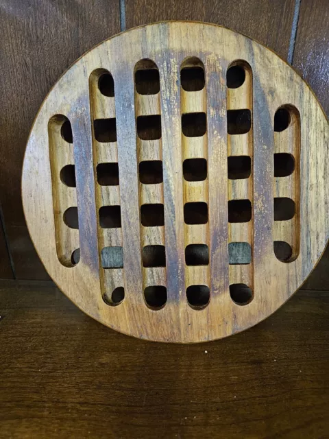 Mid-century Danish Modern Goodwood Dolphin Teak Wood Trivet Lattice Waffle