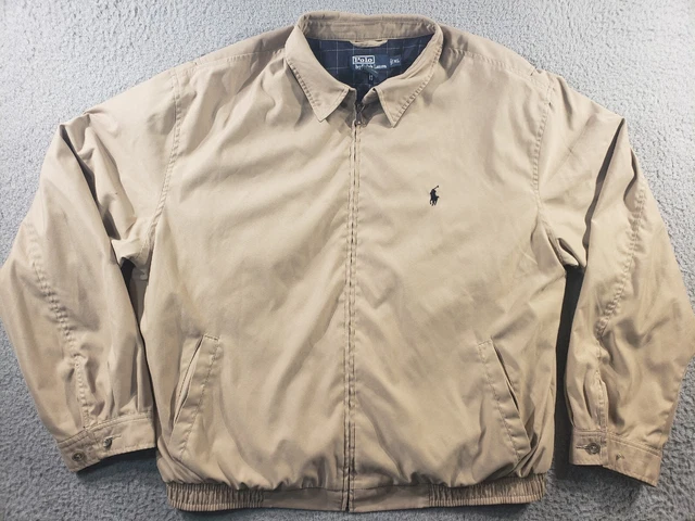 Vintage Polo Ralph Lauren Windbreaker Jacket Men's Size XL Beige Full Zip Casual