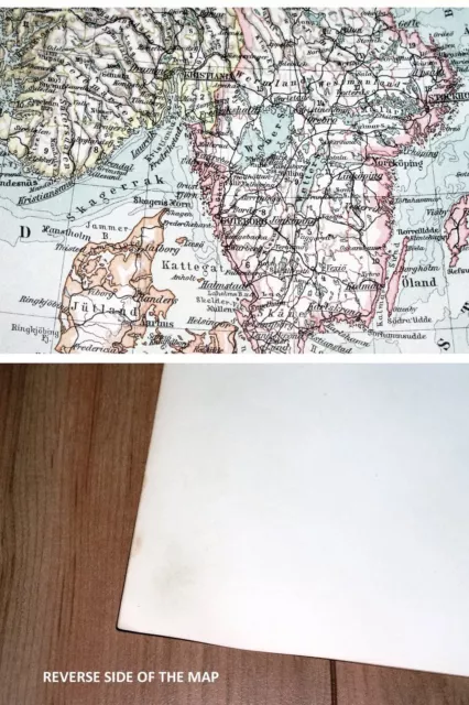 1899 ORIGINAL ANTIQUE Map Of Scandinavia Sweden Norway $20.76 - PicClick