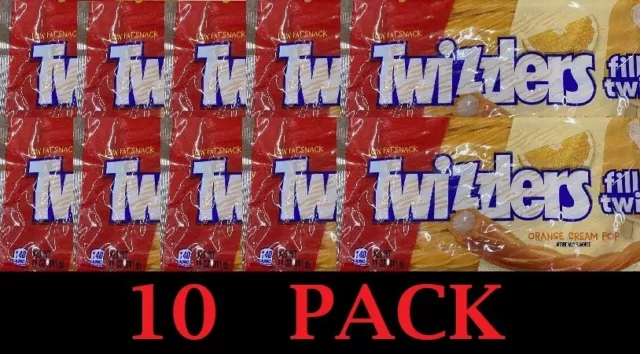 10x TWIZZLERS FILLED Twists ORANGE CREAM POP Candy Licorice 11 oz Bag - 10 PACK