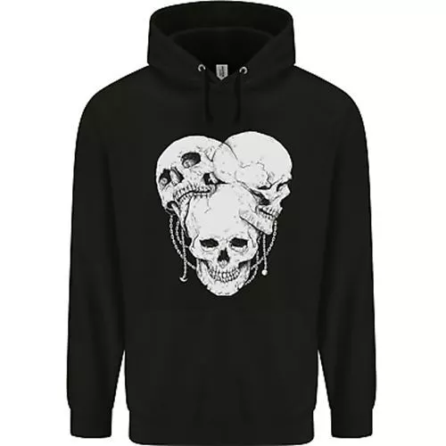 4 Skulls Gothic Heavy Metal Biker Demon Mens 80% Cotton Hoodie
