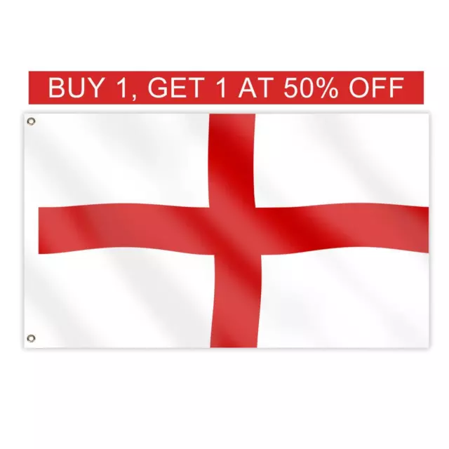 5 X 3 FT England Flag For St George Day Large English Football Sports Support