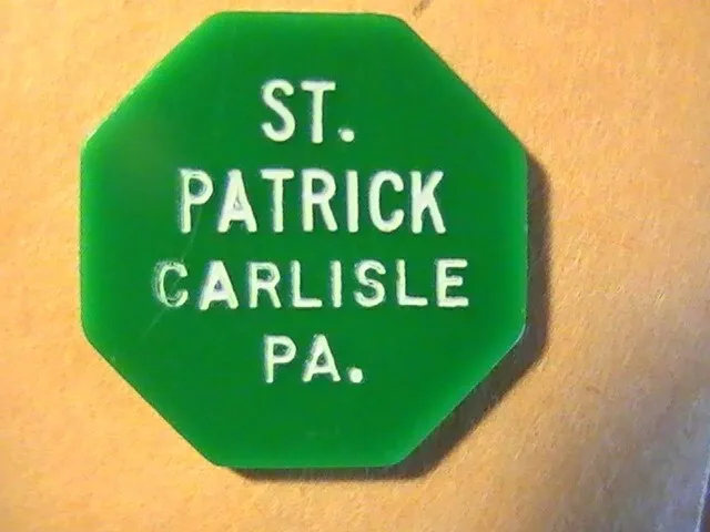 TRANSIT TOKEN ST. PATRICK CARLISLE PA 10c GOOD FOR ONE BUS RIDE GREEN PA 155-A