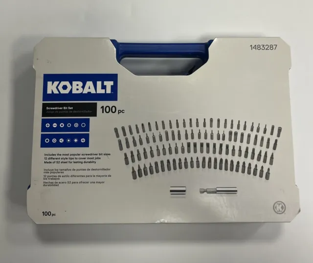 Kobalt 100 pc Piece Screwdriver Bit Set Steel Hex Tools Tips Hard Case NEW