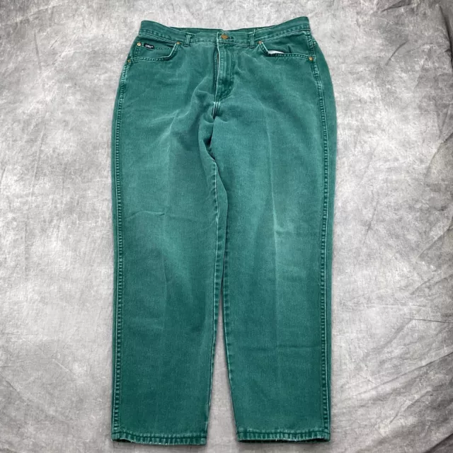 Chic Jeans Women 20W Green Cotton Pocket High Rise Taper Leg Mom VTG USA Made