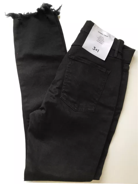 3X1 NYC Womens W2 HGH RISE RAW HEM Crop Skinny Jeans sz 25 Black NWT