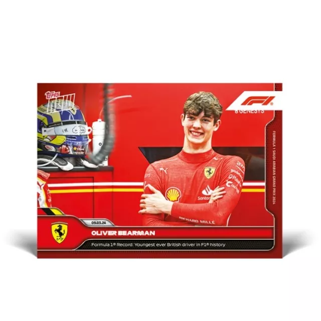 TOPPS NOW F1 FORMULA 1  - 2024  #04 OLIVER BEARMAN Ferrari Youngest Ever