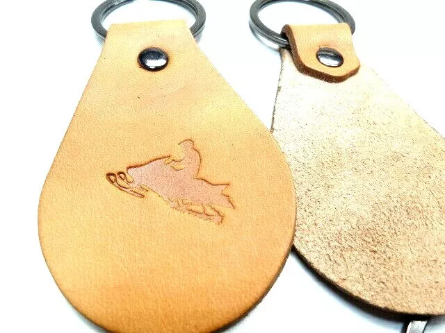Leather Keychain Snowmobile Custom Hand Made Key Ring Chain Gift Fob Unique Usa