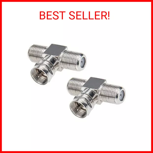 COAXIAL CABLE SPLITTER, TV Splitter 2 in 1 Out 2Pack F Type RG6 Male