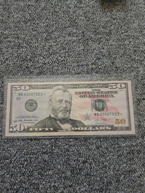 Star Note $50 bill ME * fifty dollar Series 2013 U S Federal Reserve