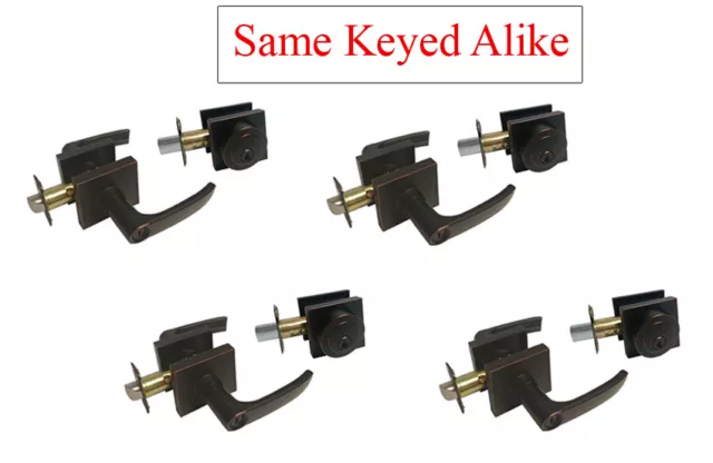 Multiple Sets of Entry Door Lock Levers Oil Rubbed Bronze Keyed Alike Entrance