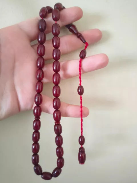 amber bakelite Islamic Prayer 33 Beads Rosary Tasbeh  Tesbih مسبحة ottoman style