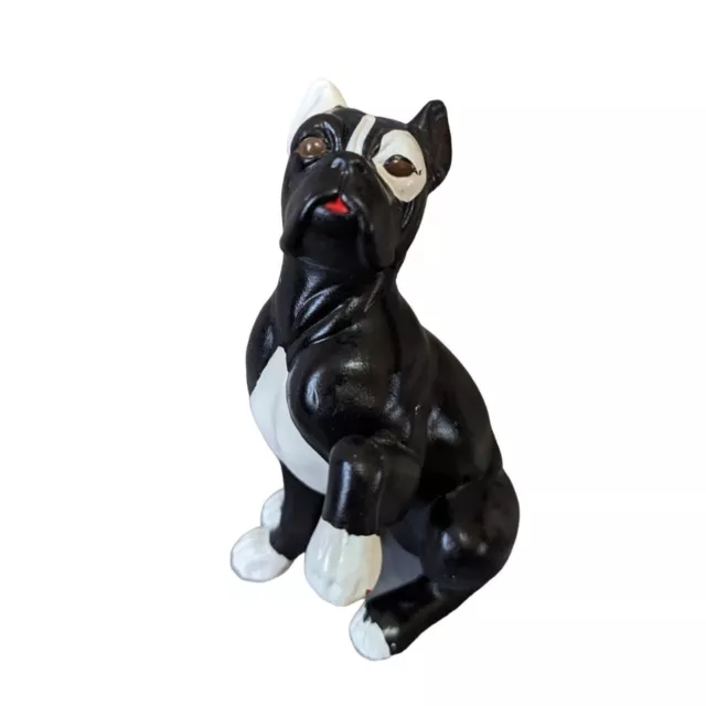 Boxer dog figurine  hand painted black w white  6 in