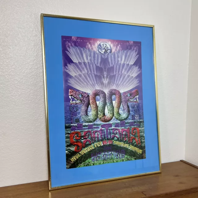 Vintage 1996 Santana at the Warfield Concert Poster with Gold Frame 24”x18”