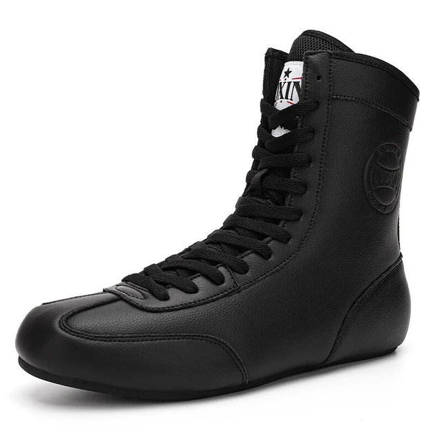 MALE PROFESSIONAL BOXING Shoes Wrestling Leather High Top Fighting