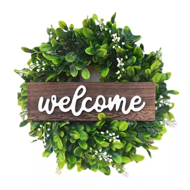 Welcome Sign Artificial Eucalyptus Wreath for Front Door Porch Wall Green Leaves