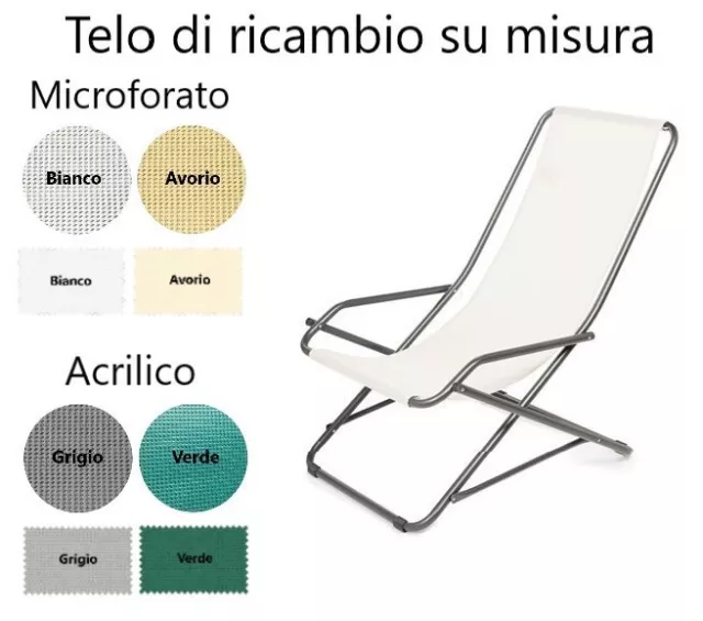 Telo Di Ricambio Sdraio Da Mare O Giardino Tessuto Pvc Microforato 42X125 Cm