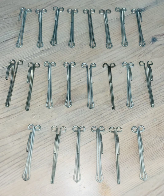 22 Vintage 3" Slip On Steel Drapery Curtain Hooks 1" Drop Pinch Pleat Drape