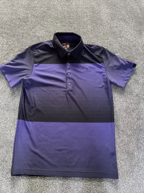 Polo Shirt da golf Puma Dry Cell uomo logo medio a righe blu manica corta