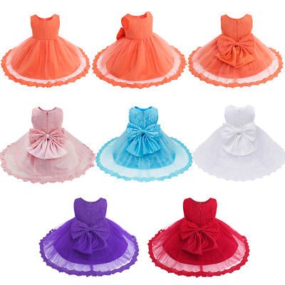 Toddler Baby Girls Formal Gowns Pageant Birthday Lace Bowknot Wedding Dress