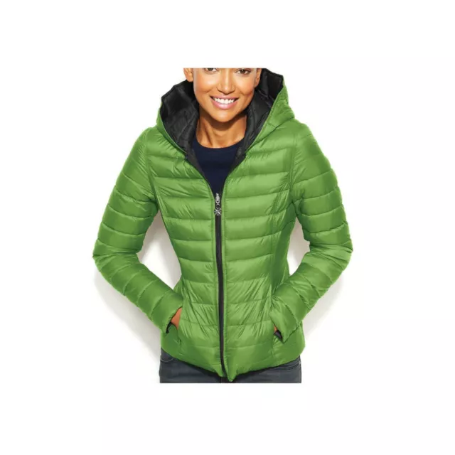 Nautica Reversible Packable Hooded Coat-L-Green Apple/Black was $150