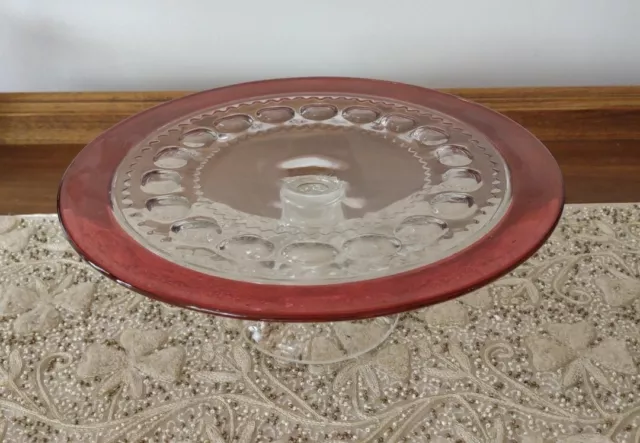 Vintage Tiffin Kings Crown Ruby Pedestal Cake Plate 20B Round 12". TCM