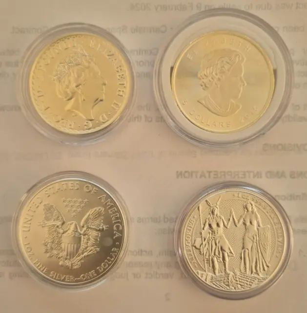 4 x 1oz silver coins 4 different Countries