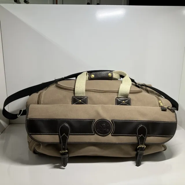 Eddie Bauer Ford Duffle Bag 20” Khaki Tan Canvas Carry-On Shoulder Strap