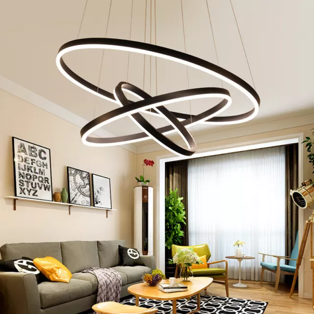 Modern Chandelier LED Circle Ring Pendant Lights Loft Ceiling Light Living Room