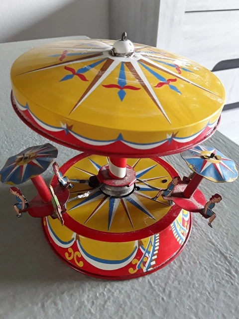 Jouet Mécanique Ancien – Oiseau En Tôle – Cirque / Spectacle – Japon 1950 – Marusan