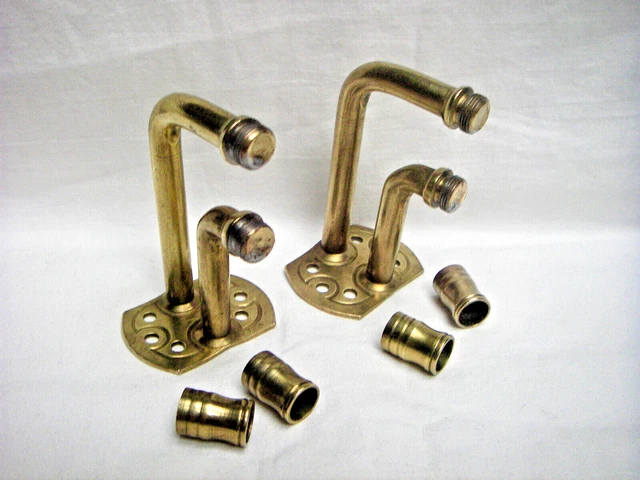 NOS Vintage H. L. Judd Brass Double Curtain Rod Brackets-Pair #486