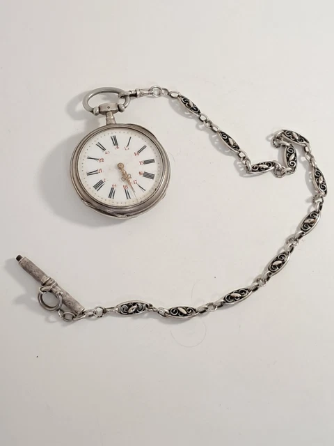 ANCIENNE MONTRE À Gousset Argent Massif Avec Chaine Et Clé EUR 10,00 - PicClick FR