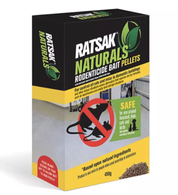 RATSAK 450g Rodent Naturals Rodenticide Bait Pellets, Fast Shipping