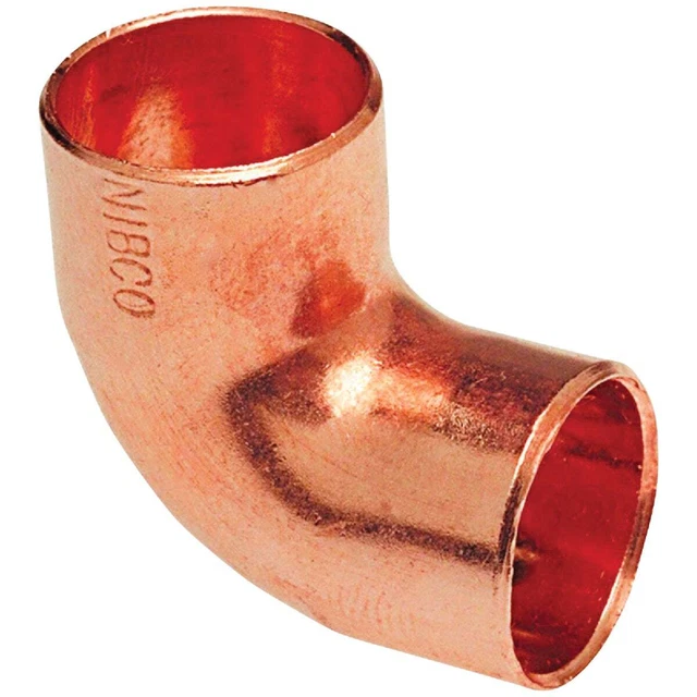 1 In. CxC 90 Deg. Close Ruff Copper Elbow (1/4 Bend) W01490D  W01490D 1 In.