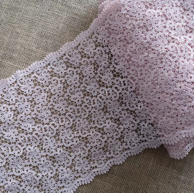 2.5 Yards 8" Wide Rayon Venise Victorian Floral Lace Baby Pink s0340