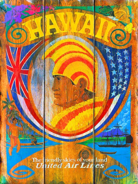 Hawaii Hawaiian King Oahu United States America Travel Advertisement  Poster