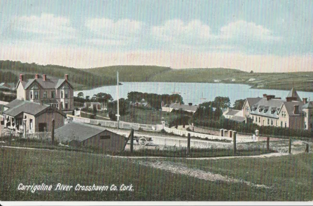 a irish cork old postcard ireland carrigaline river & crosshaven railway station