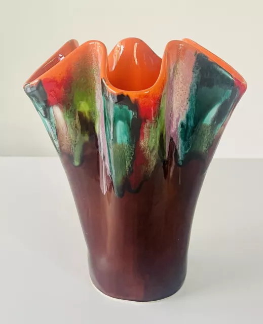 Vallauris Aegitna Grand Vase Mouchoir Multicolore Ancien 1950