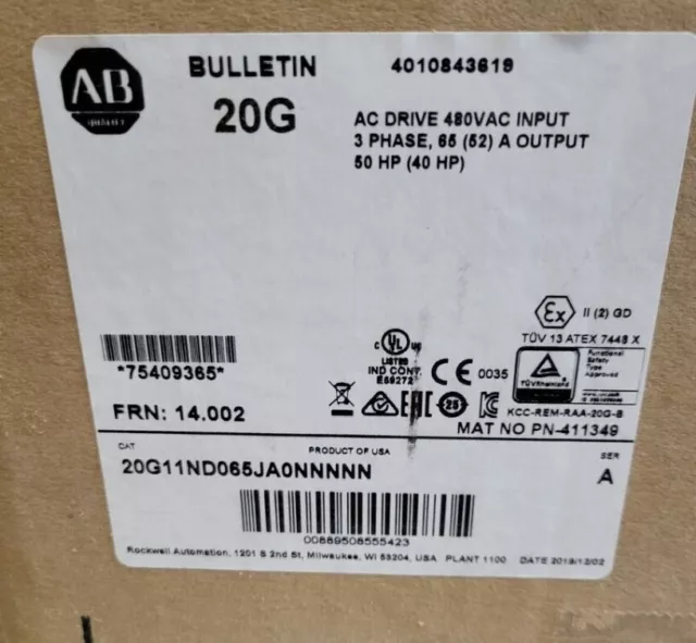 20G11ND065JA0NNNNN Brand New in sealed box Allen Bradley  Free shipping