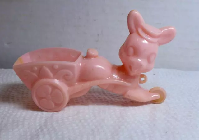 Rosbro Easter Rabbit Bunny Cart 1950'S Hard Plastic Candy Container Rosen Bros B