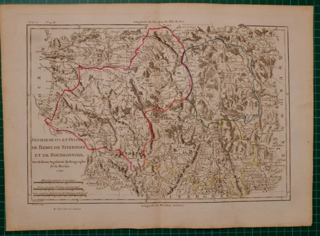 1790 on date du Rigobert Bonne Carte ~ Berri De Nivernois et Bourbonnois