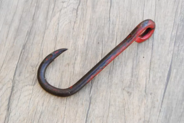 Vintage large Iron Meat Hanging BUTCHERS grappling game Hook Blacksmith forged